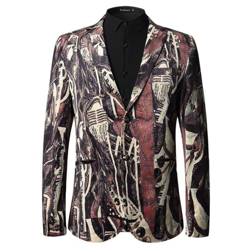 Animal Pattern Fashion Printed Blazer European And American Style Blazer - Red / L - Mens Jackets