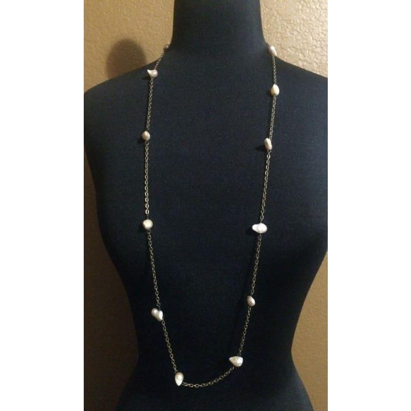 Antique Chain with Irregular MOP Beads Boho Necklace - Handmade