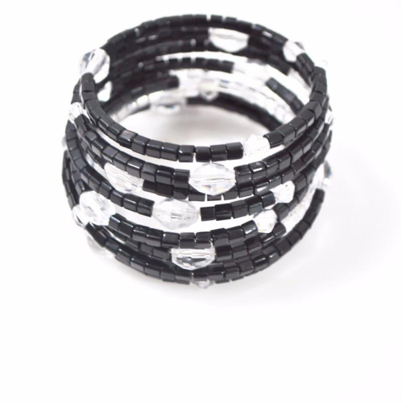 Black and Crystal Custom Handmade Wrap Around Bracelets - Handmade
