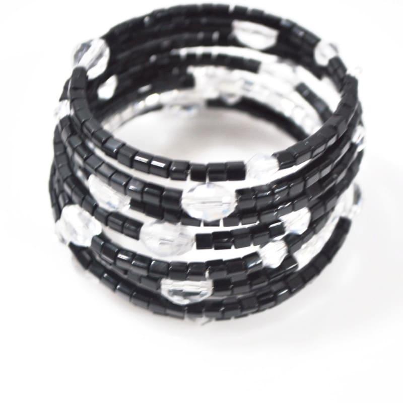 Black and Crystal Custom Handmade Wrap Around Bracelets - Handmade