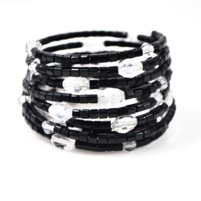 Black and Crystal Custom Handmade Wrap Around Bracelets - Handmade