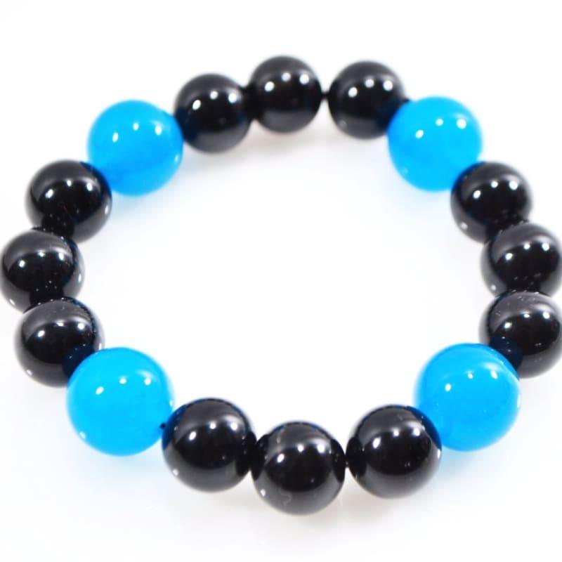 Black Onyx and Blue Topaz Mixed Gemstone Bracelets - TeresaCollections