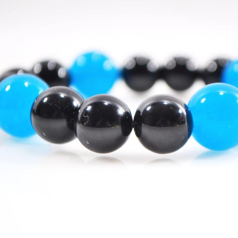 Black Onyx and Blue Topaz Mixed Gemstone Bracelets - TeresaCollections