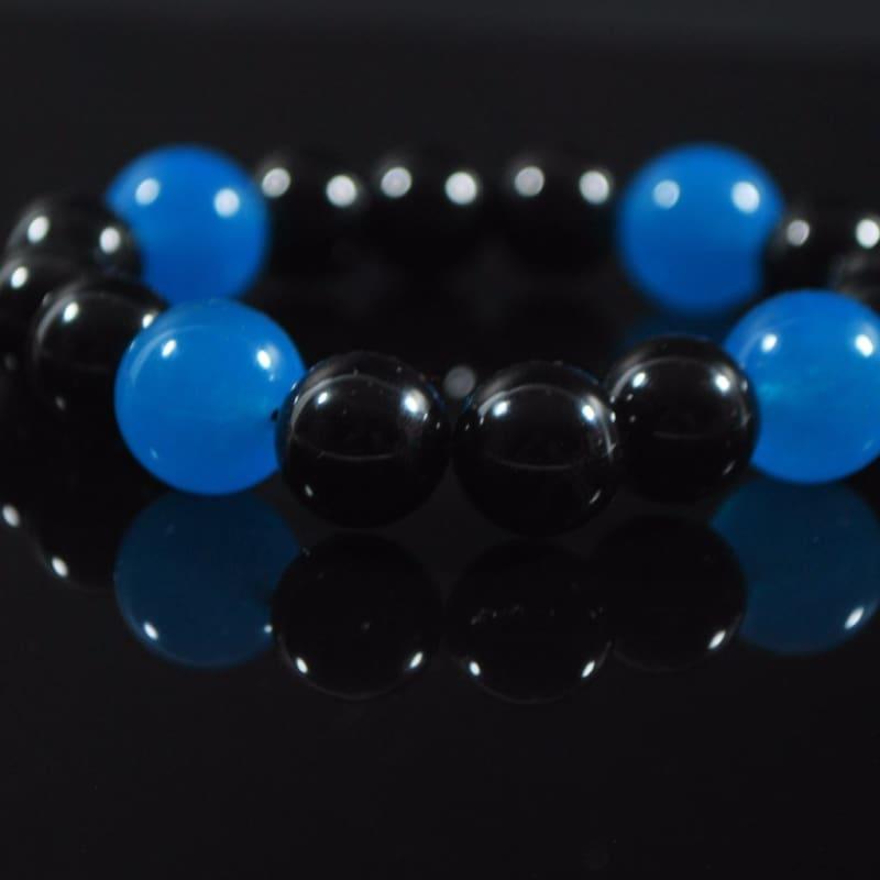 Black Onyx and Blue Topaz Mixed Gemstone Bracelets - TeresaCollections