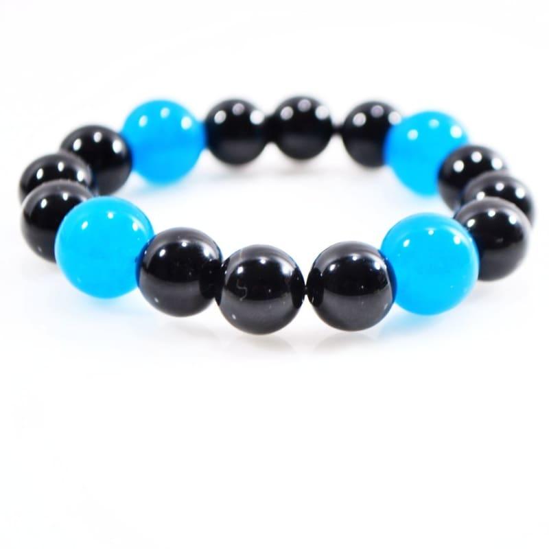 Black Onyx and Blue Topaz Mixed Gemstone Bracelets - TeresaCollections