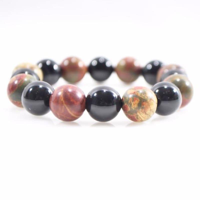 Black Onyx and Picasso Jasper Mixed Gemstone Bracelets - Handmade