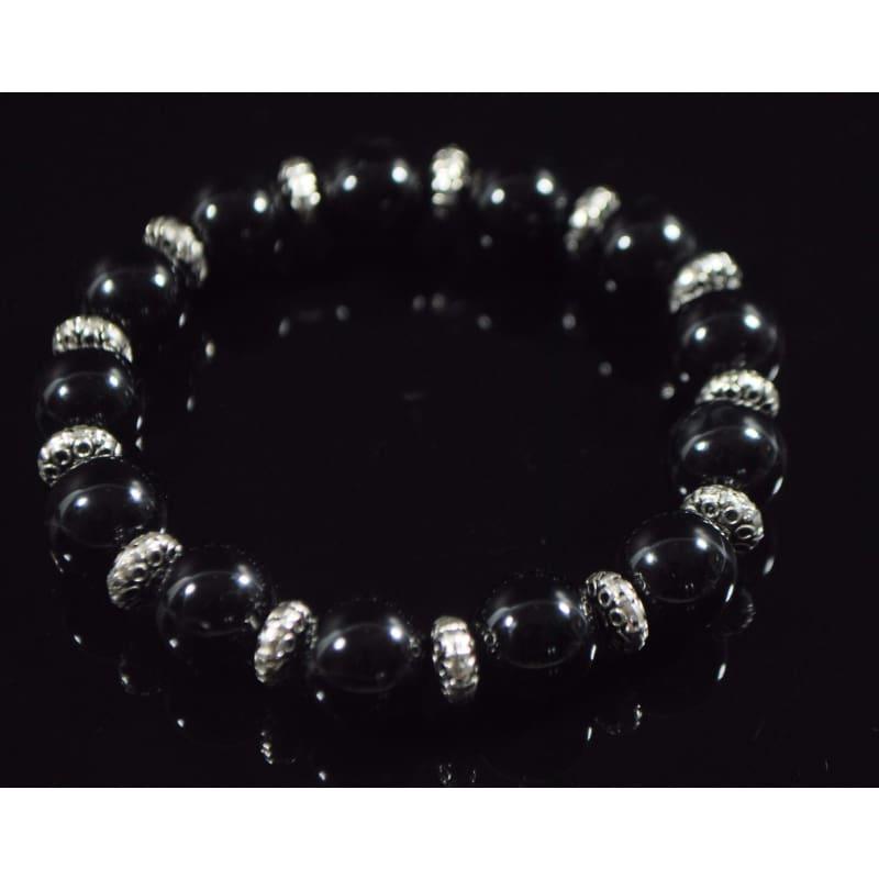 Black Oynx Genuine Agate Stone Stretch Bracelets - TeresaCollections