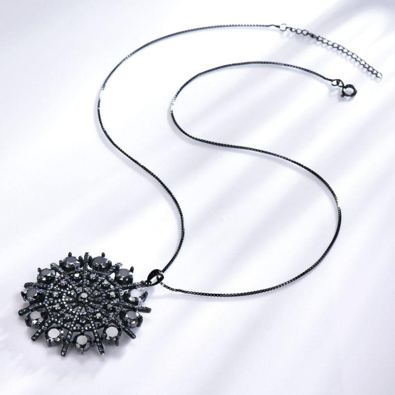 Black Spinel Hyperbole Gemstone Solid 925 Sterling Silver Necklace Pendants - Fine Jewelry