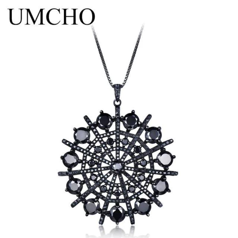 Black Spinel Hyperbole Gemstone Solid 925 Sterling Silver Necklace Pendants - Fine Jewelry
