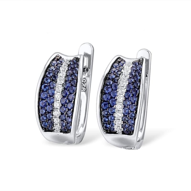 Blue Nano Cubic Zirconia Jewelry Set Ring Earrings 925 Sterling Silver Jewelry Set - jewelry set
