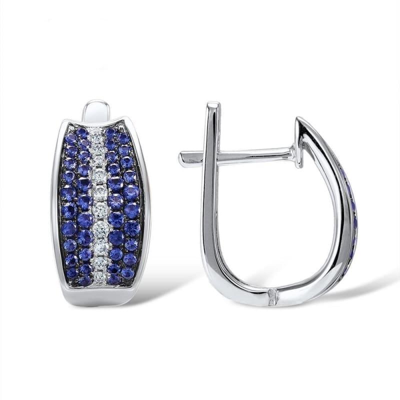 Blue Nano Cubic Zirconia Jewelry Set Ring Earrings 925 Sterling Silver Jewelry Set - jewelry set