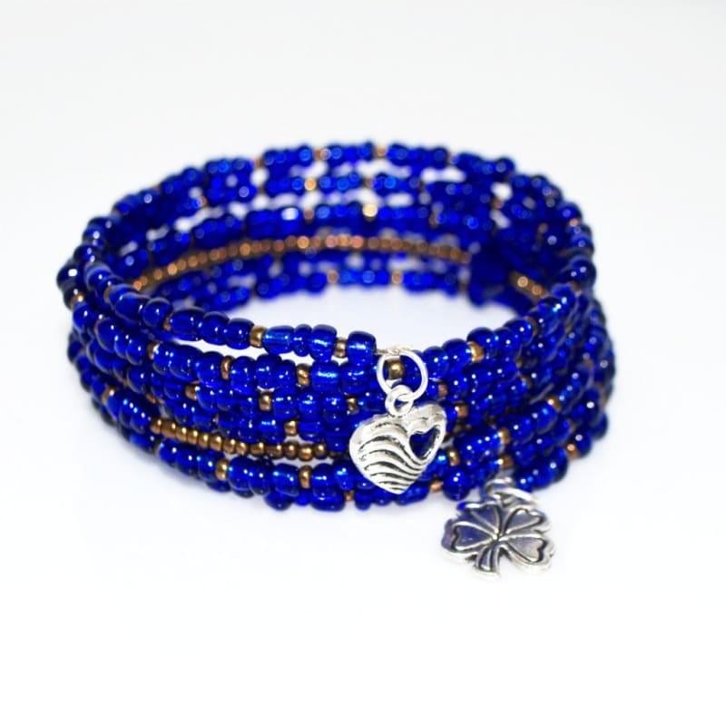 Blue Sapphire With Brown Ascent Steel Wrap Around Bracelets - Handmade