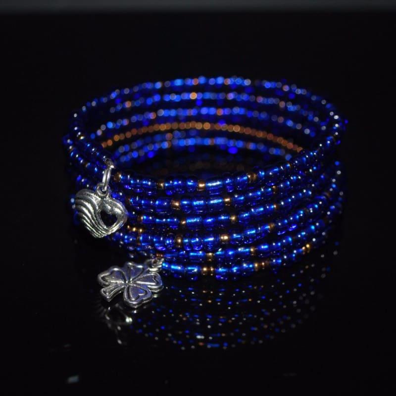 Blue Sapphire With Brown Ascent Steel Wrap Around Bracelets - TeresaCollections