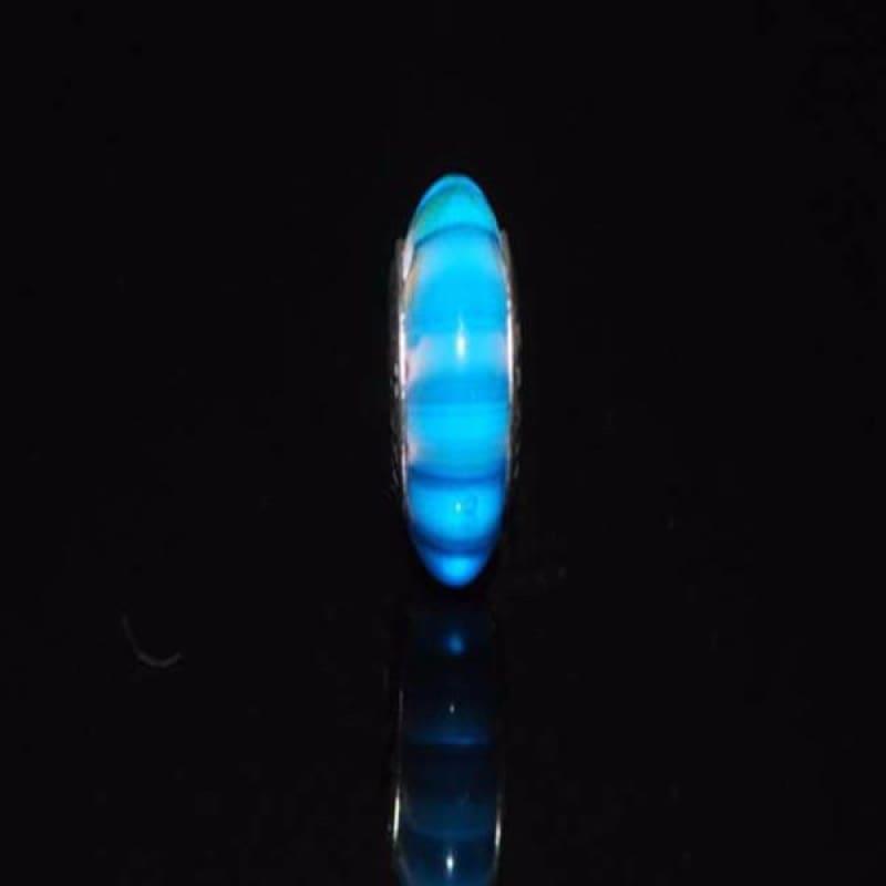 Blue Stripe Murano Glass Charm Bead - TeresaCollections