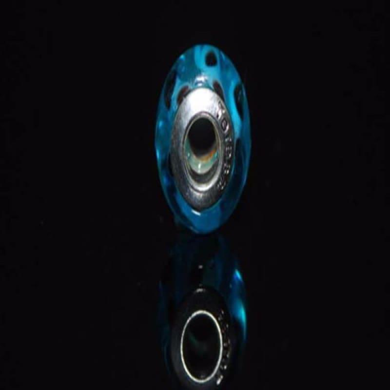 Blue Swirl with Paws Glass Charm Beads - Charm beads