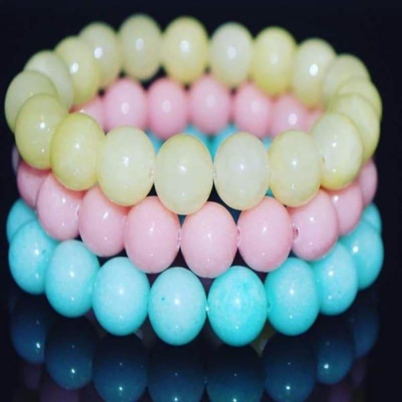 Blush Color Natural Jade Unisex Bracelets - Handmade