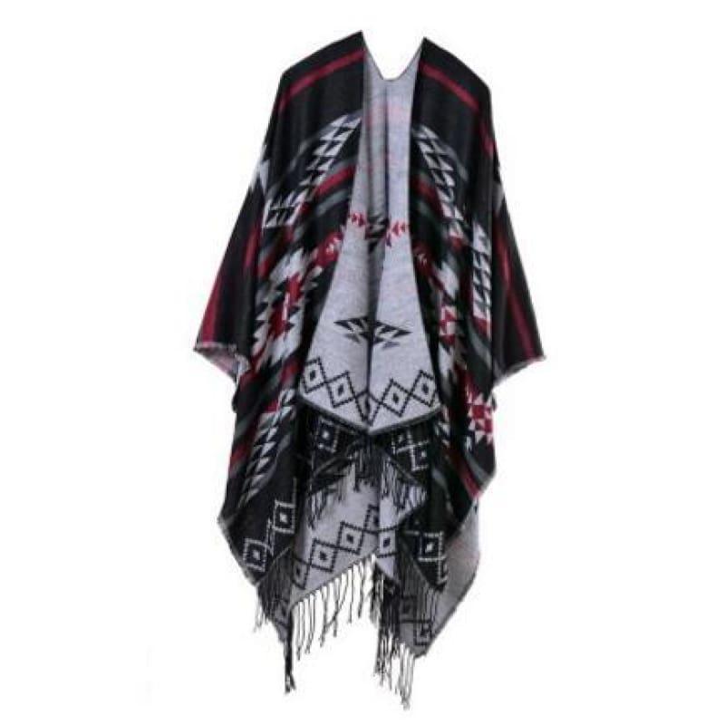 Bohemian Winter Poncho Ethnic Scarf - TeresaCollections