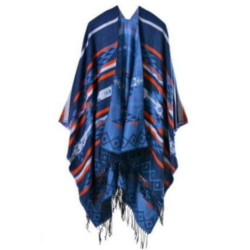 Bohemian Winter Poncho Ethnic Scarf - TeresaCollections