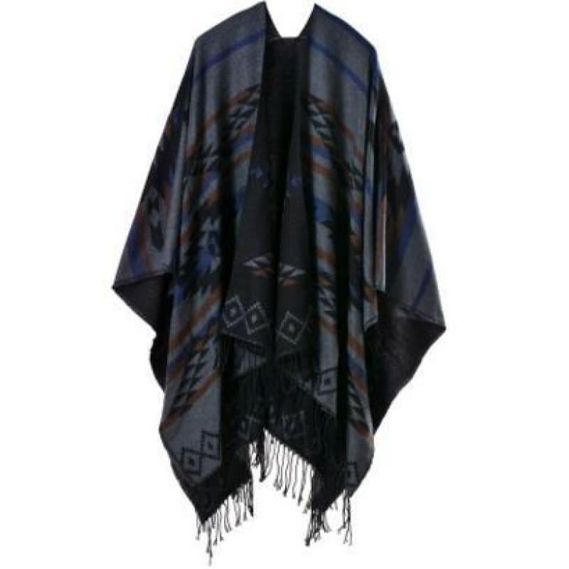 Bohemian Winter Poncho Ethnic Scarf - TeresaCollections