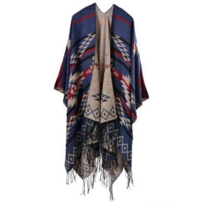Bohemian Winter Poncho Ethnic Scarf - TeresaCollections