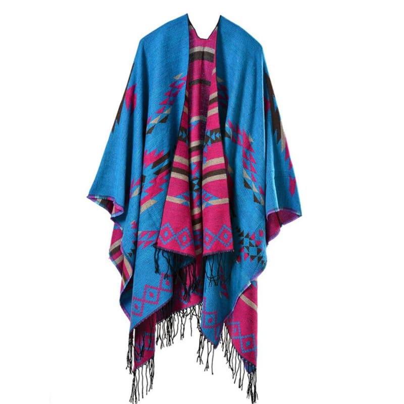 Bohemian Winter Poncho Ethnic Scarf - TeresaCollections