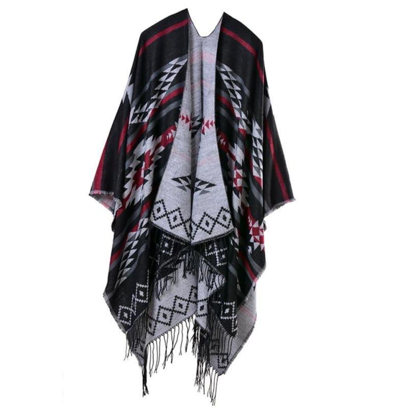 Bohemian Winter Poncho Ethnic Scarf - TeresaCollections