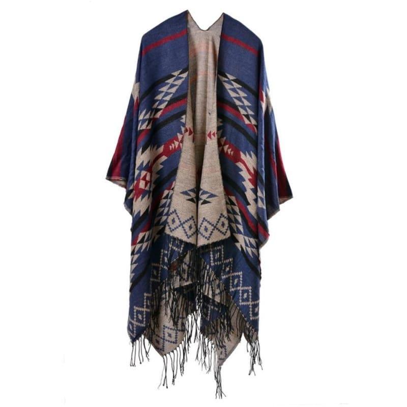 Bohemian Winter Poncho Ethnic Scarf - TeresaCollections