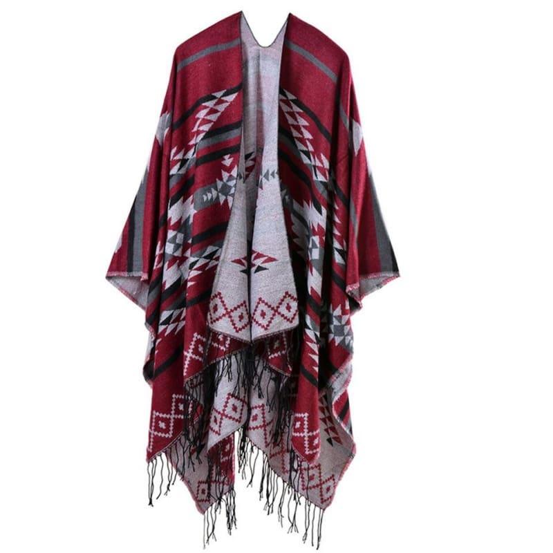 Bohemian Winter Poncho Ethnic Scarf - TeresaCollections