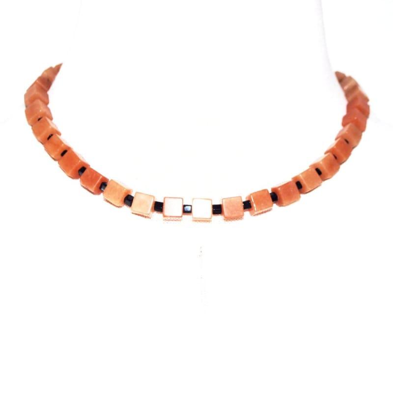 Brown and Black Square Unisex Necklace - Handmade