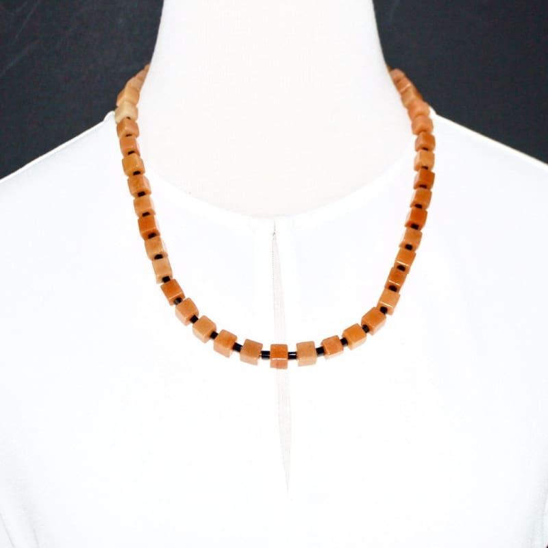 Brown and Black Square Unisex Necklace - Handmade
