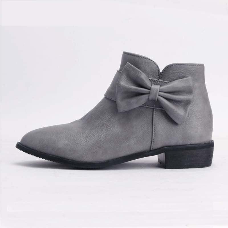 Butterfly-knot Boots Low Heel Martin Short Booties - Booties