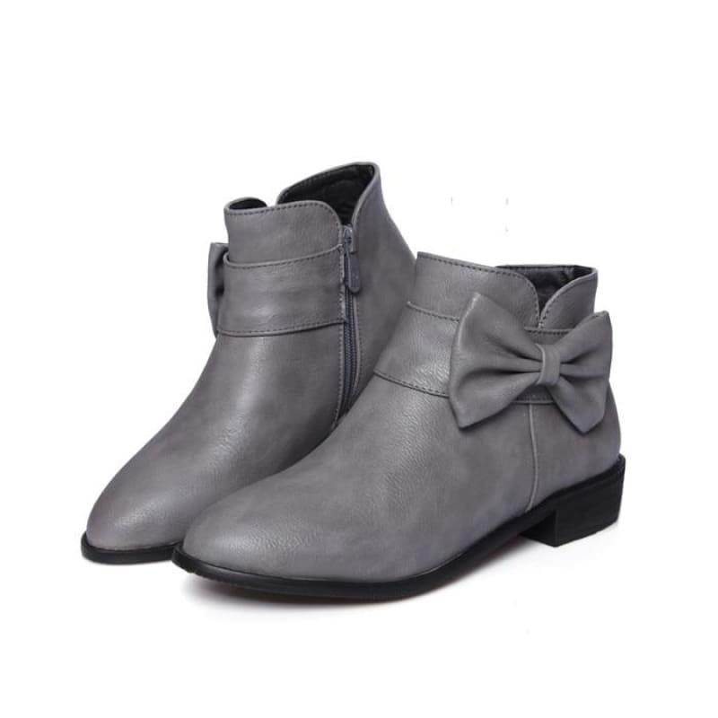 Butterfly-knot Boots Low Heel Martin Short Booties - TeresaCollections