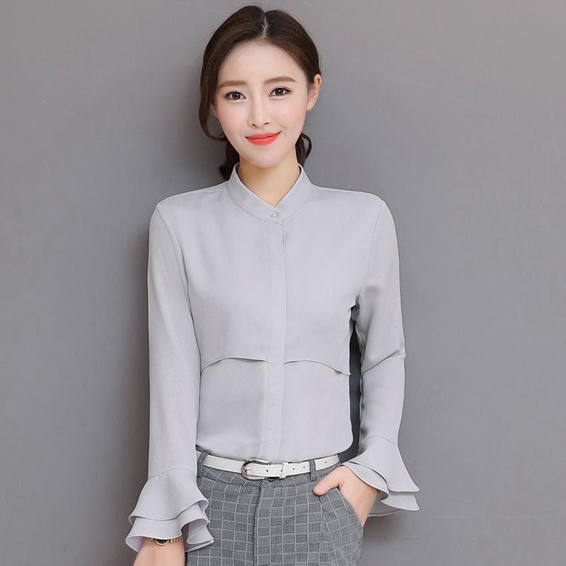 Butterfly Sleeve Chiffon Women Shirts Blouse - TeresaCollections