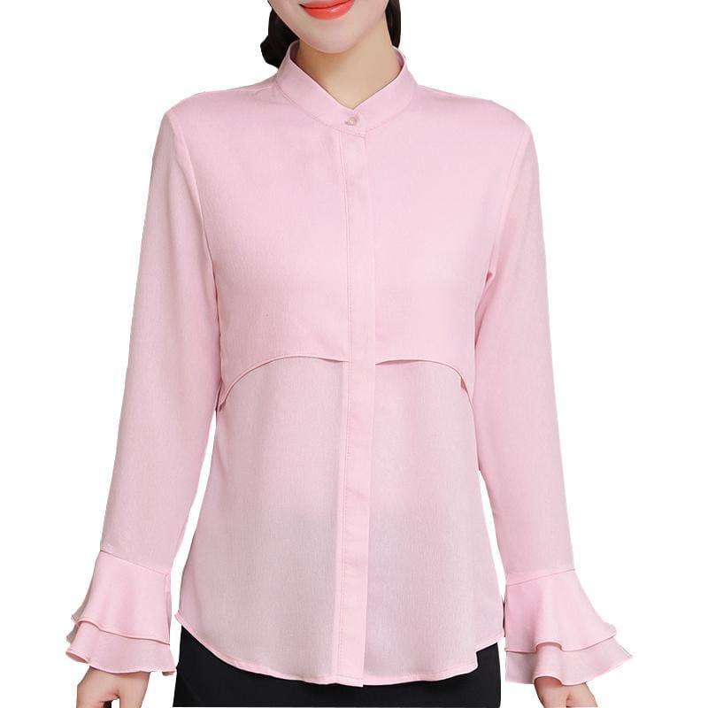 Butterfly Sleeve Chiffon Women Shirts Blouse - TeresaCollections