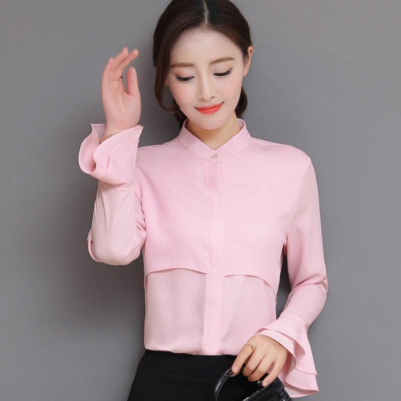 Butterfly Sleeve Chiffon Women Shirts Blouse - TeresaCollections