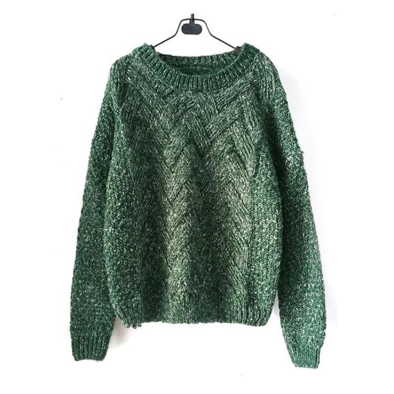 Cable Pullover Female Casual Plaid Sweater - women Sweater