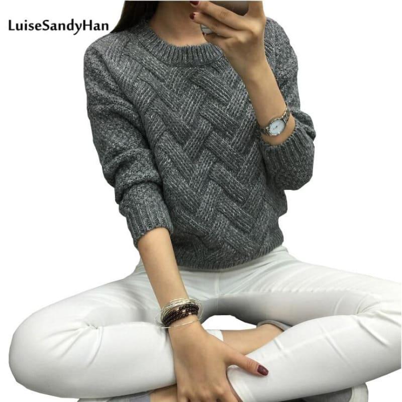 Cable Pullover Female Casual Plaid Sweater - women Sweater