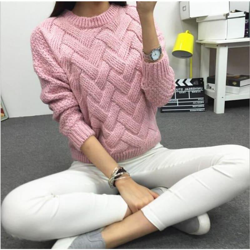 Cable Pullover Female Casual Plaid Sweater - women Sweater