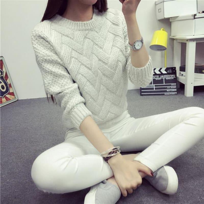 Cable Pullover Female Casual Plaid Sweater - women Sweater