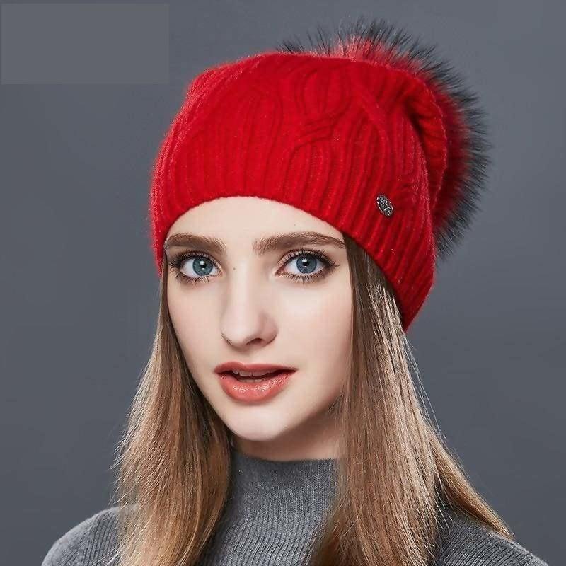 Cashmere Women Knitted Pompom Beanies Winter Hats - 21 / one size - Hats