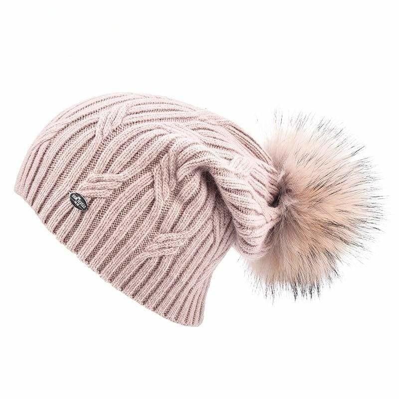 Cashmere Women Knitted Pompom Beanies Winter Hats - 23 / one size - Hats