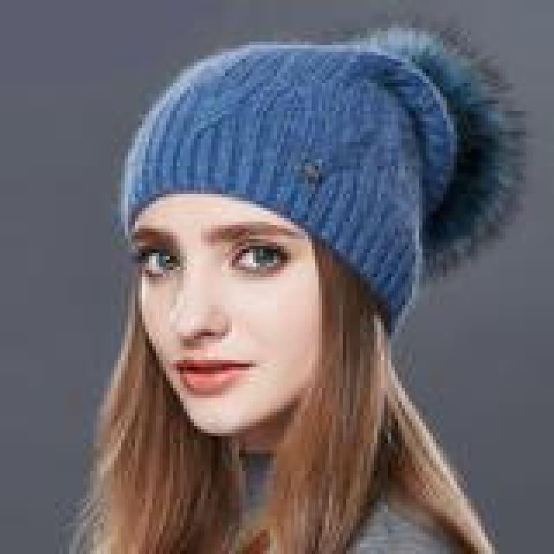 Cashmere Women Knitted Pompom Beanies Winter Hats - 24 / one size - Hats