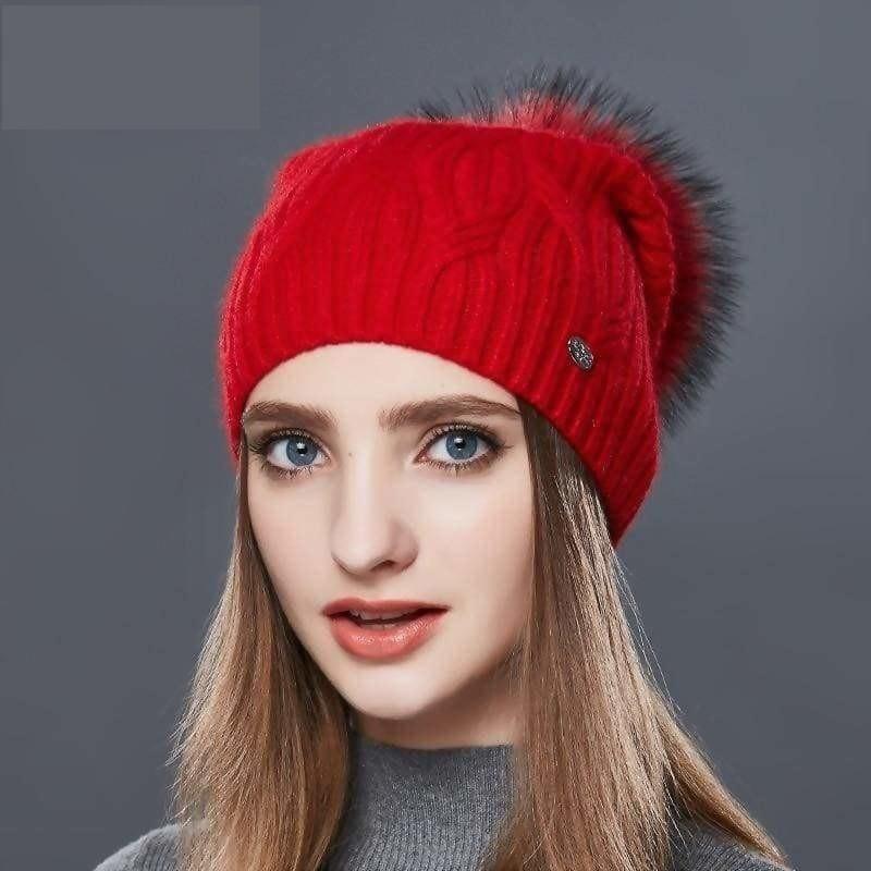 Cashmere Women Knitted Pompom Beanies Winter Hats - Hats