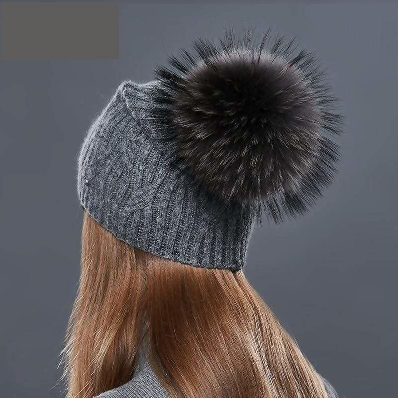 Cashmere Women Knitted Pompom Beanies Winter Hats - Hats