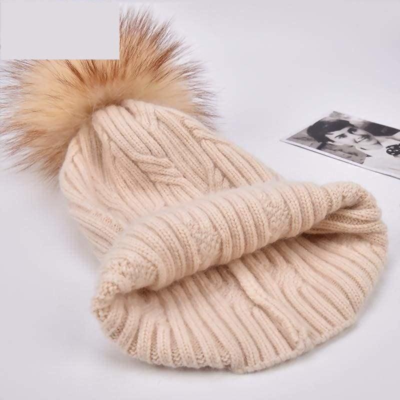 Cashmere Women Knitted Pompom Beanies Winter Hats - Hats