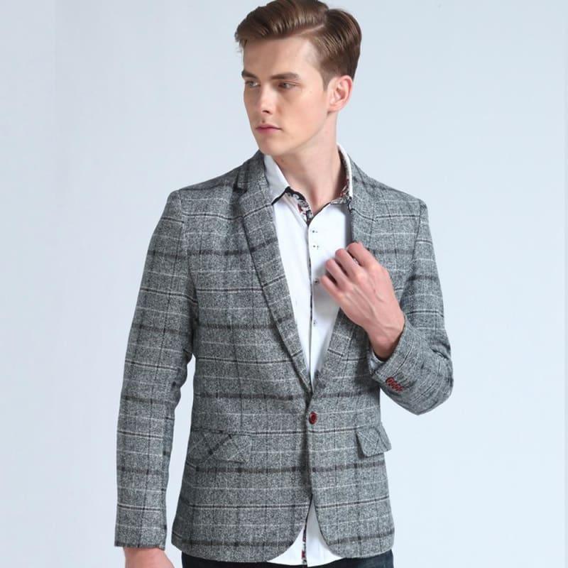 Checkered Men Blazer Fashion Slim Sport Blazers - Mens Jackets