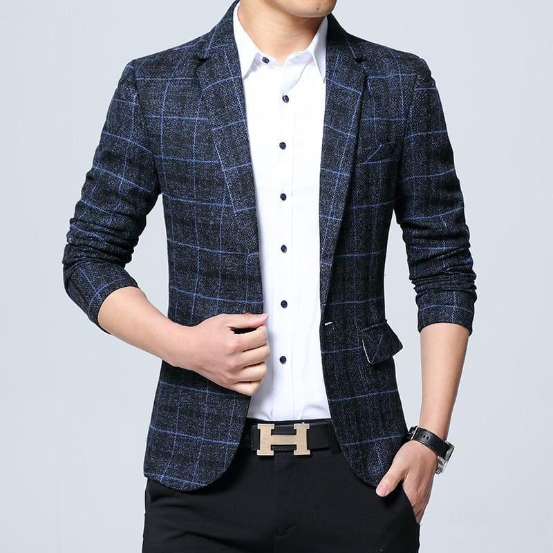 Checkered Men Blazer Fashion Slim Sport Blazers - Mens Jackets