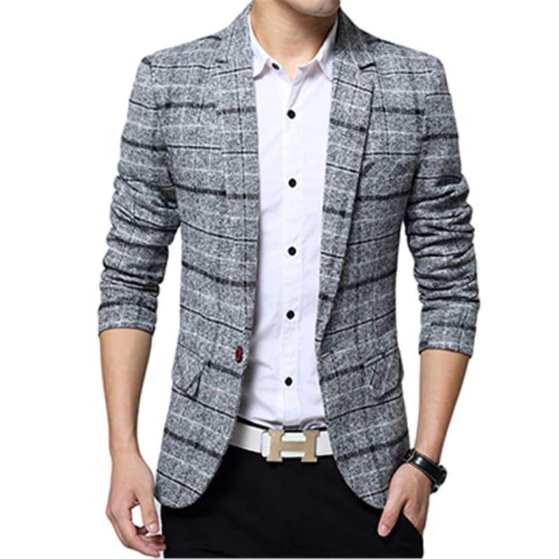 Checkered Men Blazer Fashion Slim Sport Blazers - Mens Jackets