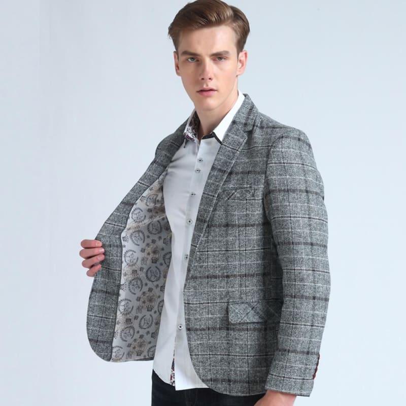 Checkered Men Blazer Fashion Slim Sport Blazers - Mens Jackets