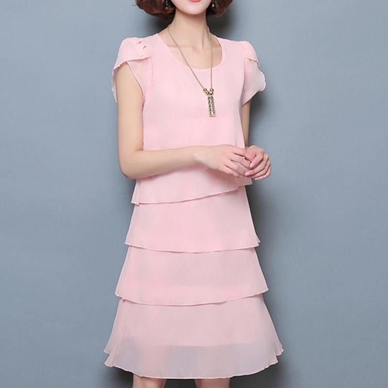 Chiffon Ruffles Elegant Ladies Party Cocktail Mini Dress - TeresaCollections